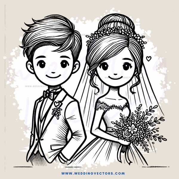 a bride and groom in black and white