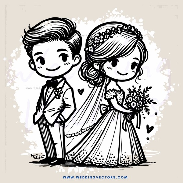 a young couple on their wedding day