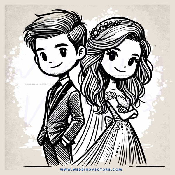a couple's cartoon portrait