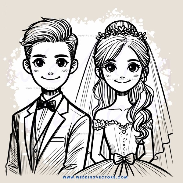 the groom and bride on their wedding day