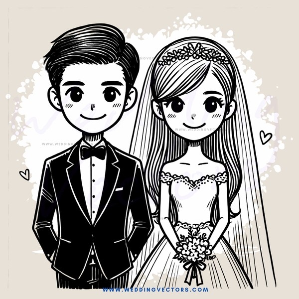 a black and white wedding illustration