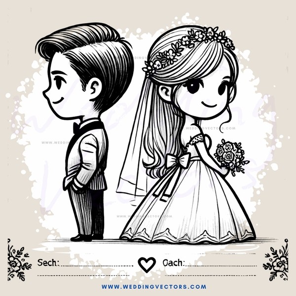 a bride and groom in black and white