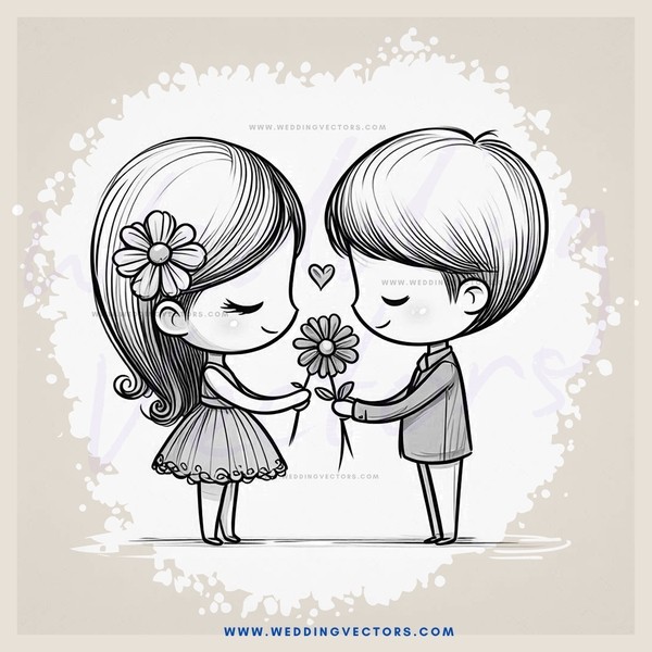 two people sharing flowers and love