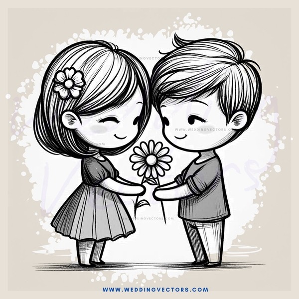 two kids holding flowers