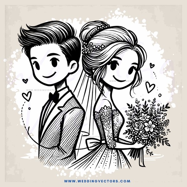 wedding portrait in black and white