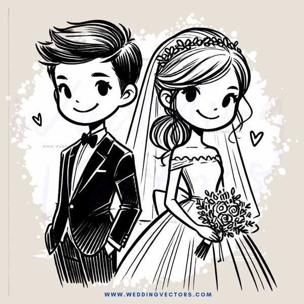 wedding portrait in black and white