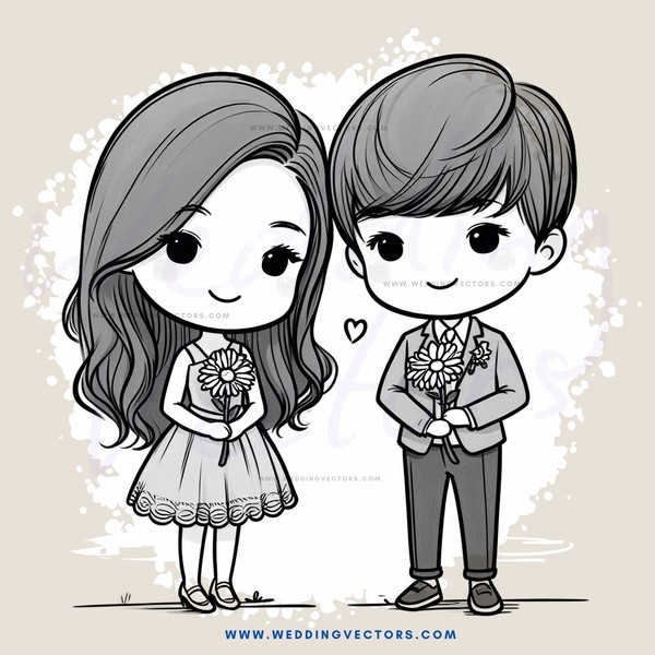 a cartoon drawing of two kids