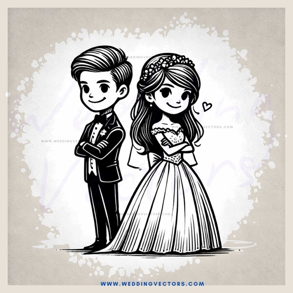 boy and girl with hair decorations (cartoon)