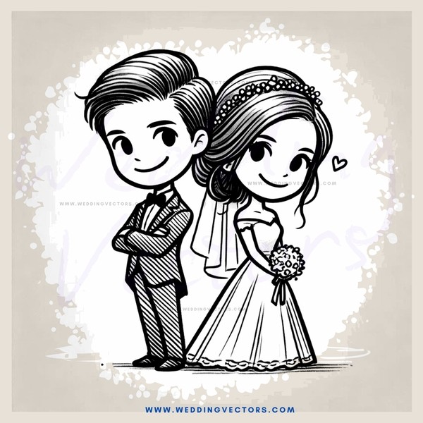 a bride and groom in black and white
