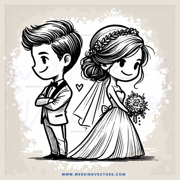 a cartoon man and woman posing together