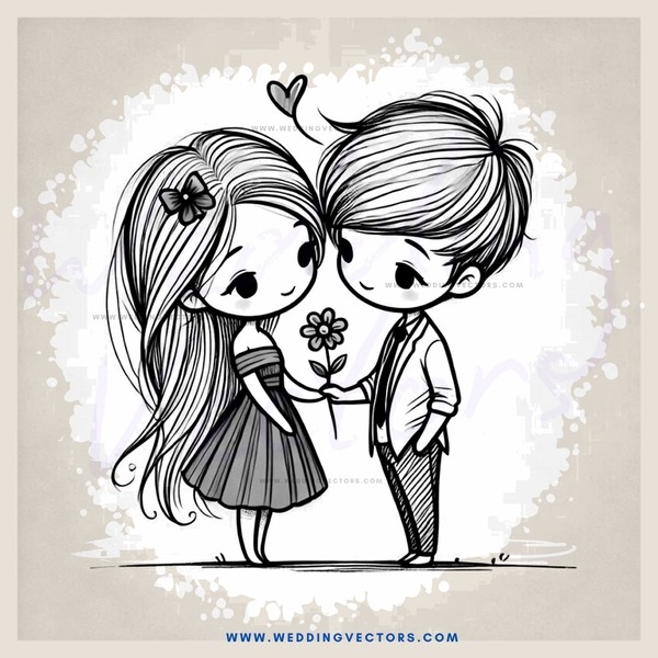 boy and girl holding flower together