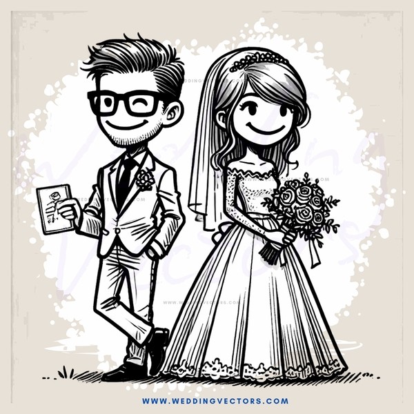 wedding couple portrait with ring bearer and bridesmaid
