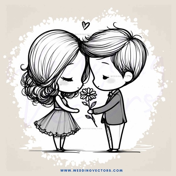 a boy and girl hold a flower