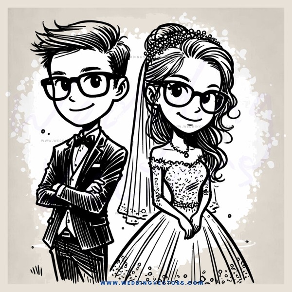 a happy couple in black and white