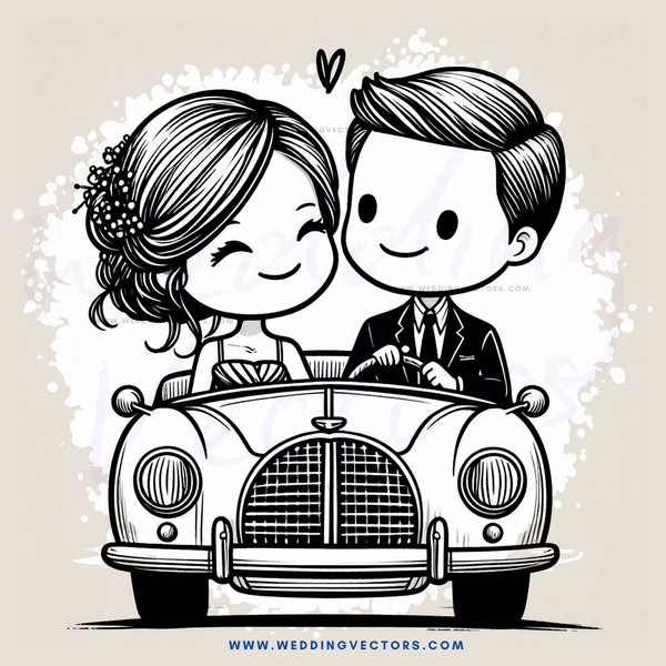a couple in a car with hearts