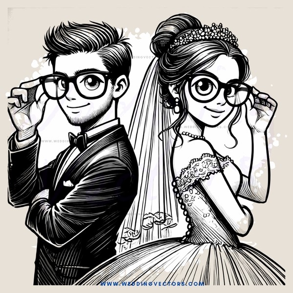 a couple posing for a picture with glasses