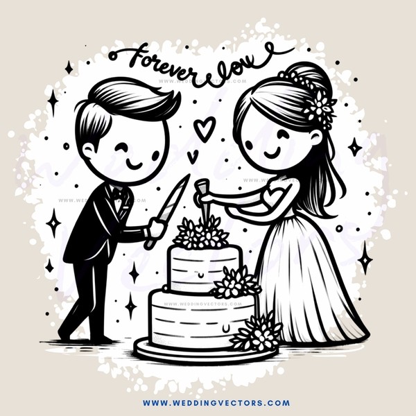 a bride and groom cutting their wedding cake