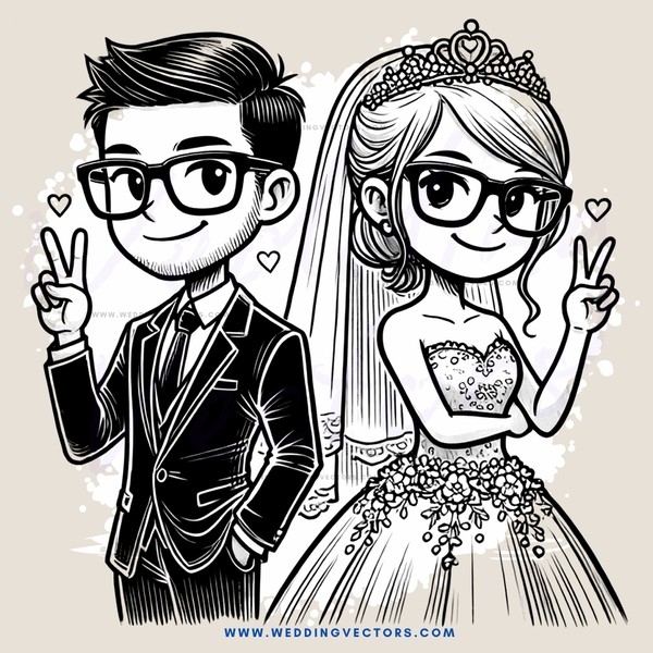 the couple's picture with hearts