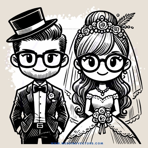 man and bride cartoon