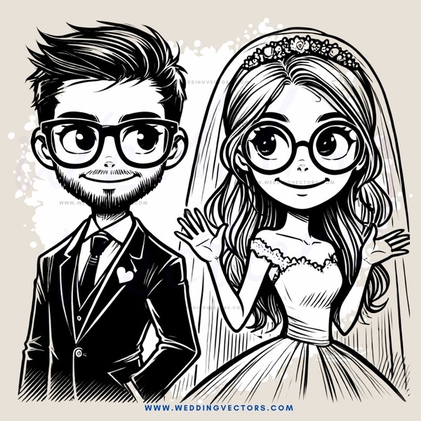 a smiling couple with glasses and hair bows