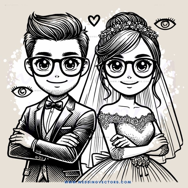 a couple in black and white wedding attire