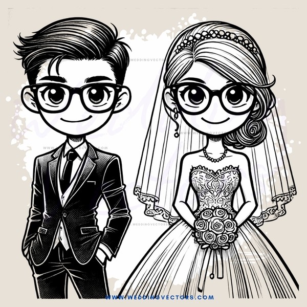 bride & groom in fashionable suits