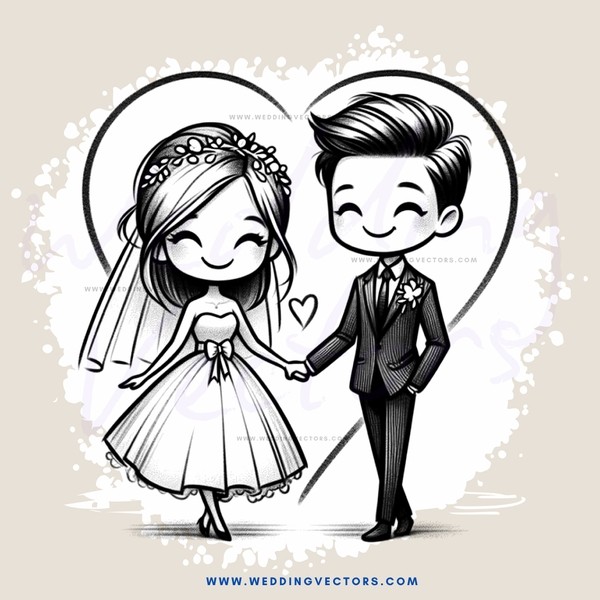 a bride and groom holding hands