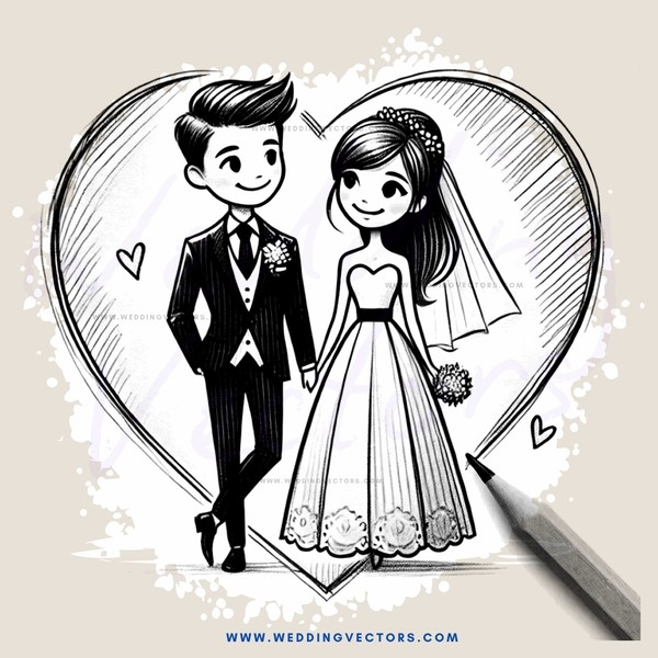 a black and white wedding illustration
