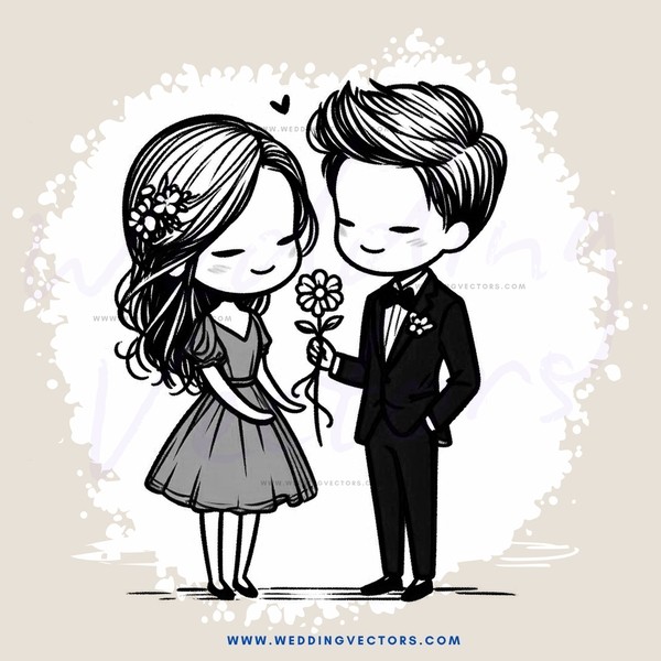 a couple exchanging flower bouquets