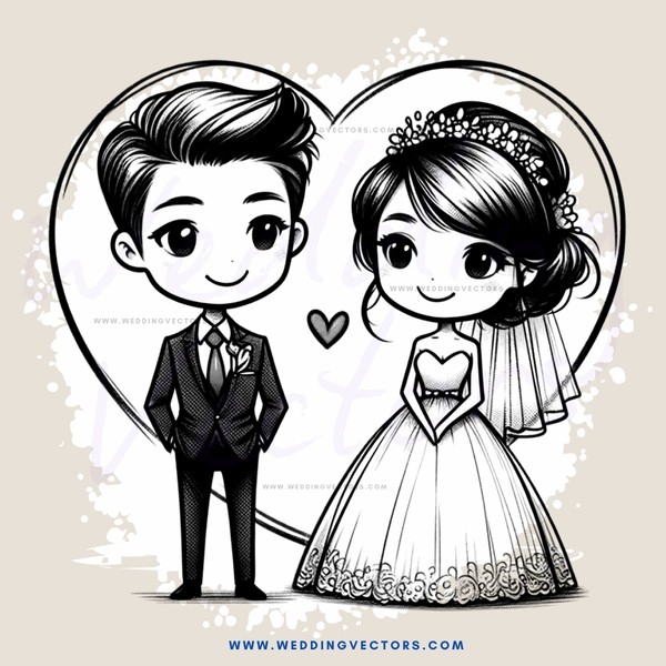 wedding couple cartoon