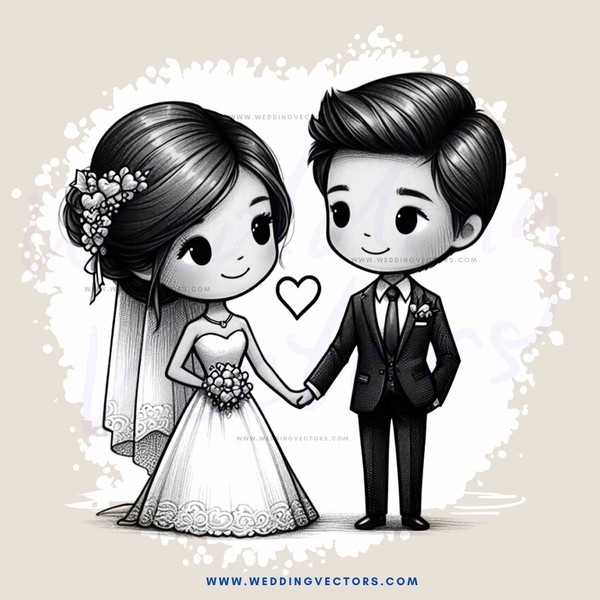 wedding animation with couple embracing and a heart