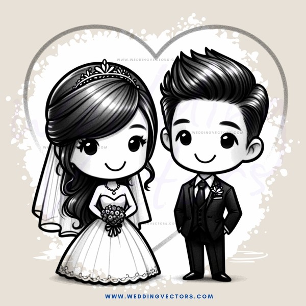 bride and groom cartoon