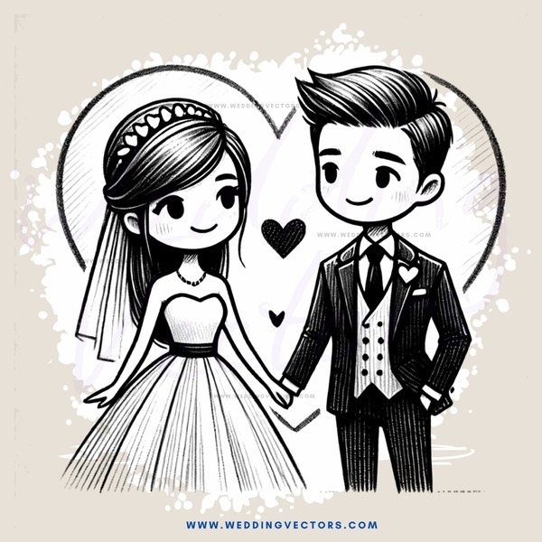 a boy and girl are hugging with hearts over their heads