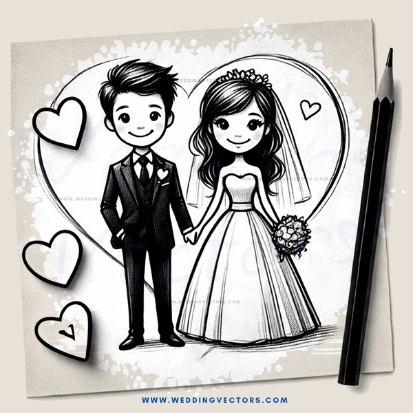 a bride and groom wedding invitation card