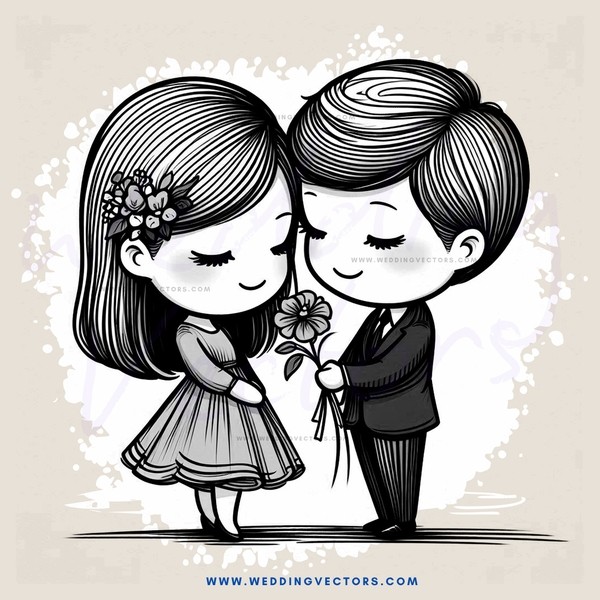 two people in love holding hands and a flower