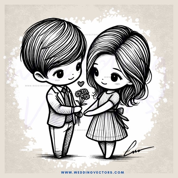 a couple holding hands and flowers