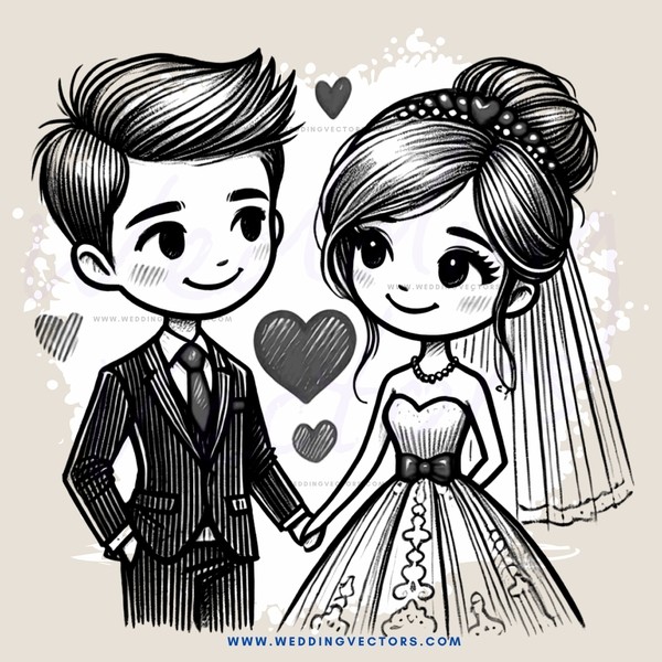 a young couple on their wedding day
