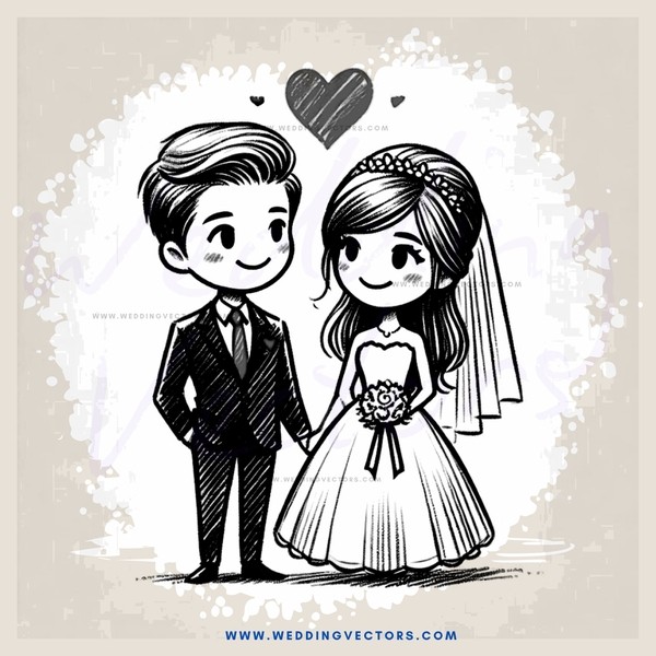 an illustrated wedding scene
