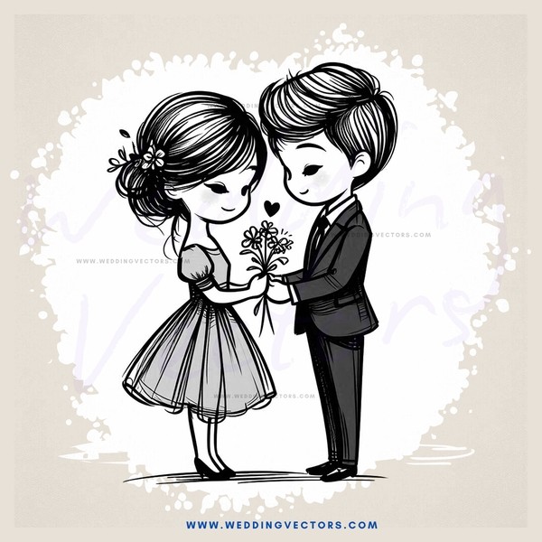 a boy and girl with flowers