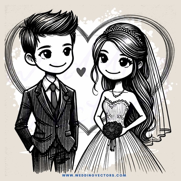 an engagement cartoon with two people
