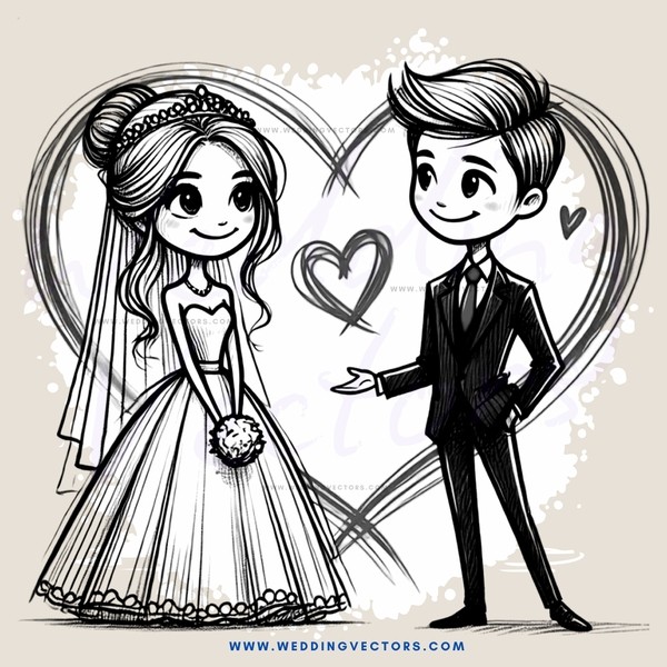 a couple in black and white wedding attire