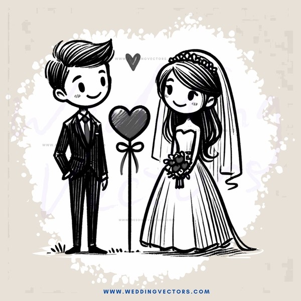a bride and groom with an i heart u