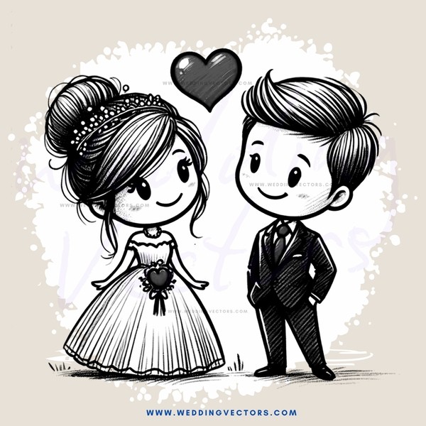 the couple's love is shown with a heart