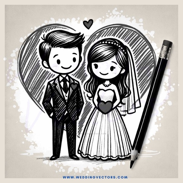 wedding couple picture and pen on paper