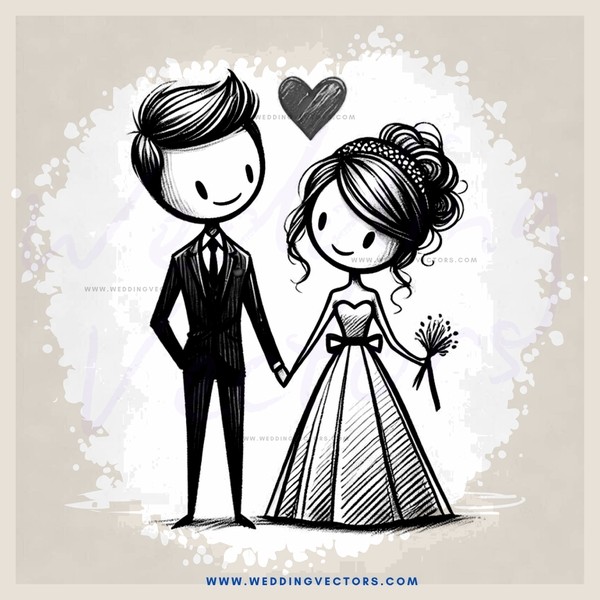 a black and white wedding picture with flowers