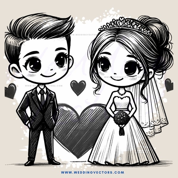 an illustrated wedding scene