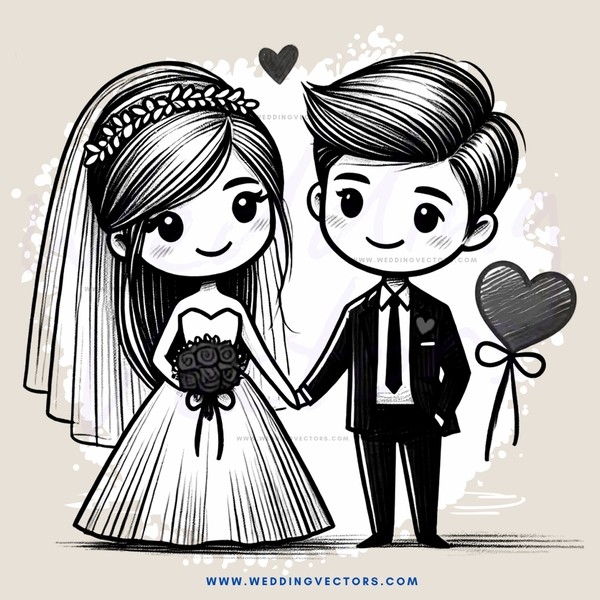 wedding couple holding hands and heart