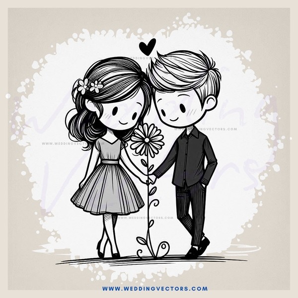 boy and girl holding flower together