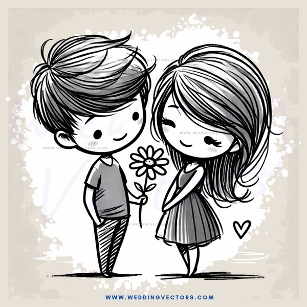 boy and girl holding flower
