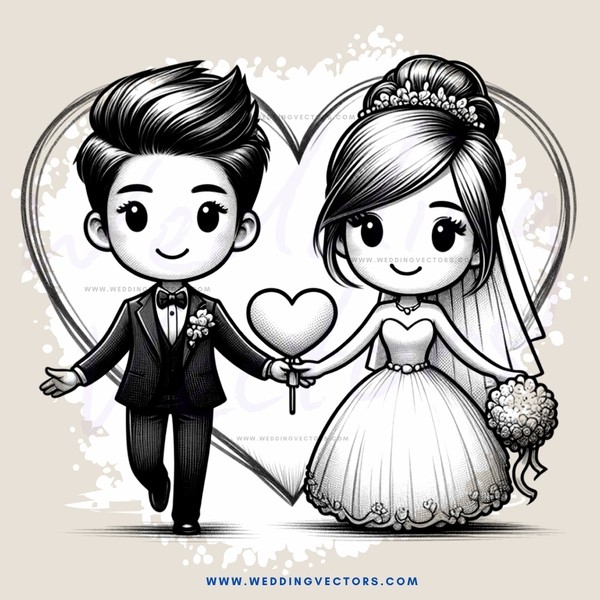 a bride and groom holding hands